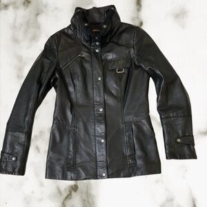 Danier Funnel Neck Lined Leather Jacket- NWOT